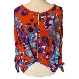 FREE PEOPLE orange floral blouse EUC